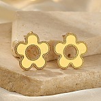 304 Stainless Steel Flower Stud Earrings, Golden, 20.5x21mm(EJEW-F398-02G)