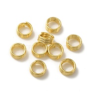 Brass Split Rings, Lead Free & Cadmium Free, Triple Loops Jump Rings, Real 24K Gold Plated, 21 Gauge, 6x3mm, Inner Diameter: 4.5mm(KK-O143-23G)