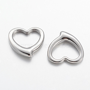 201 Stainless Steel Open Heart Pendants, Hollow, Stainless Steel Color, 24x24x5mm, Hole: 11.5x18mm(STAS-G076-03P)