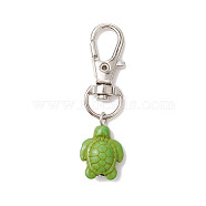 Tortoise Synthetic Turquoise Pendant Decoration, for Backpack Key Chain Ornaments, with Zinc Alloy Swivel Clasp, Platinum, 50mm(HJEW-JM02294)