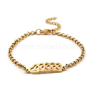 201 Stainless Steel Link Bracelet for Women, Golden, Heart, 7-3/8 inch(18.6cm)(BJEW-D062-01D)