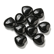 Natural Obsidian Beads, Half Drilled, Heart, 15.5x15.5x8mm, Hole: 1mm(G-P531-A40-01)