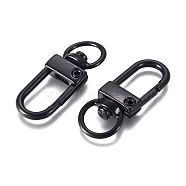 Baking Painted Alloy Swivel Clasps, Swivel Snap Hook, with Iron Findings, Black, 33.5x13x5mm, Hole: 6x9.5mm(PALLOY-TAC0011-45A)
