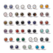 Gemstone Sun Stud Earrings with Cubic Zirconia, Platinum Brass Jewelry for Women, Cadmium Free & Nickel Free & Lead Free, 18mm, Pin: 0.8mm(EJEW-P209-01P)