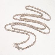 Iron Necklace Making, Rope Chain, with Alloy Lobster Clasp, Silver Color Plated, 24.8 inch(MAK-K002-39S)