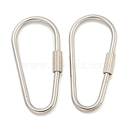 304 Stainless Steel Screw Carabiner Lock Charms, for Necklaces Making, Oval, 56x26.5x3mm(STAS-C092-09A-P)