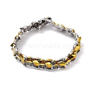 Two Tone 201 Stainless Steel Dragon Link Chain Bracelets for Men, Golden & Stainless Steel Color, 7-7/8 inch(20cm), Wide: 11mm(BJEW-R313-02G)