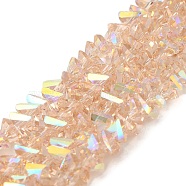 Transparent Glass Beads Strands, Faceted, AB Color, Triangle, PeachPuff, 6x6x3mm, Hole: 1.2mm, about 87~93pcs/strand, 9.45''~11.61''(24~29.5cm)(EGLA-P061-04B-AB02)