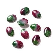 Dyed Natural Jade Cabochons, Two Tone, Oval, Old Rose & Green, 18.5x13x7mm(X-G-G975-01C-04)
