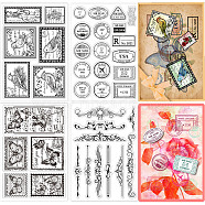 Globleland 4 Sheets 4 Styles PVC Plastic Stamps, for DIY Scrapbooking, Photo Album Decorative, Cards Making, Stamp Sheets, Mixed Shapes, 16x11x0.3cm, 1 sheet/style(DIY-GL0004-48D)