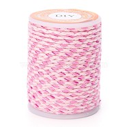 4-Ply Polycotton Cord, Handmade Macrame Cotton Rope, for String Wall Hangings Plant Hanger, DIY Craft String Knitting, Pink, 1.5mm, about 4.3 yards(4m)/roll(X1-OCOR-Z003-D24)