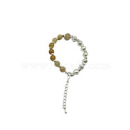 Natural Yellow Jade Round Beaded Bracelet, Platinum, 7-1/8~9-1/8 inch(18~23cm)(NC1314-13)