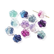 Natural Fluorite Carved Beads, Flower, 13x6mm(PW-WG1ACAE-04)