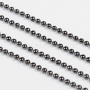 Iron Ball Bead Chains, Soldered, with Spool, Gunmetal, Bead: about 1.5mm in diameter, about 32.8 Feet(10m)/roll(X-CHB001Y-B)