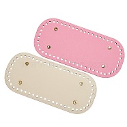 2Pcs 2 Colors PU Leather Knitting Crochet Bags Nail Bottom Shaper Pad, Bag Cushion Base, with Alloy Nail, Bag Bottom Accessories, Rectangle, Mixed Color, 18x8x1.1cm, Hole: 4mm, 1pc/color(DIY-SZ0001-84B)