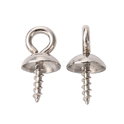 Tarnish Resistant 304 Stainless Steel Screw Eye Pin Peg Bails, For Half Drilled Beads, Stainless Steel Color, 10x5mm, Hole: 2mm, Pin: 1.5mm(STAS-K146-002-5mm)