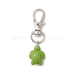 Tortoise Synthetic Turquoise Pendant Decoration, for Backpack Key Chain Ornaments, with Zinc Alloy Swivel Clasp, Platinum, 50mm(HJEW-JM02294)