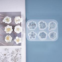 DIY Flower Silicone Molds, for UV Resin & Epoxy Resin Jewelry Making, White, 80x55x10mm(DIY-D048-12B)