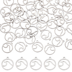 40Pcs 304 Stainless Steel Pendants, Ring with Spoondrift, Stainless Steel Color, 16x14x1.5mm, Hole: 1mm(STAS-UN0045-71)