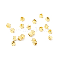 Brass Beads, Long-Lasting Plated, Cube, Real 18K Gold Plated, 2x2x2mm, Hole: 1mm(KK-E280-02G)