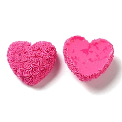Opaque Resin Cabochons, Heart, Camellia, 22.5x25x11mm(RESI-C024-02C)