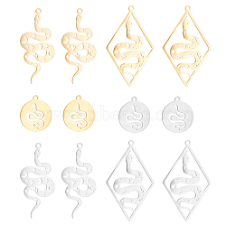 12Pcs 6 Style 201 Stainless Steel Pendants, Laser Cut, Golden & Stainless Steel Color, 17~41.5x15~25x1mm, Hole: 1.4~1.5mm, 2pcs/style(STAS-DC0004-23)