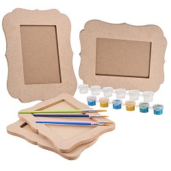 DIY Photo Frames Makings, with Unfinished Wooden Photo Frames, Plastic Art Brushes Pen Value Sets, 6 box lastic Empty Paint Palette, Mixed Color, 185x140mm(DIY-PH0026-98)