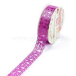 Bud Silk Stationery Stickers, Glittery Hollow Out Lace Tape, for Masking Tape DIY Sticker Scrapbooking Tools, Magenta, 1.5x0.02cm, 1m/roll(DIY-B029-06)