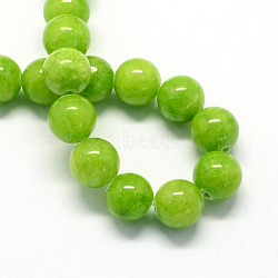 Natural Dyed Yellow Jade Gemstone Bead Strands, Round, Green Yellow, 4mm, Hole: 0.5mm, about 95pcs/strand, 15.7 inch(G-R271-4mm-Y12)