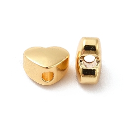 Rack Plating Brass Beads, Long-Lasting Plated, Heart, Golden, 5x6x3.5mm, Hole: 1.5mm(KK-P095-23G)