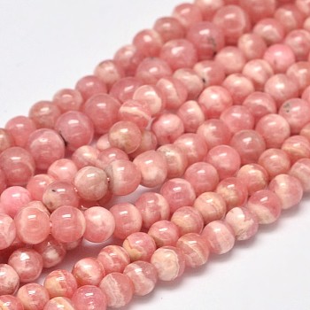 Round Natural Rhodochrosite Bead Strands, 4.5~5mm, Hole: 0.8mm, about 90pcs/strand, 15.5 inch