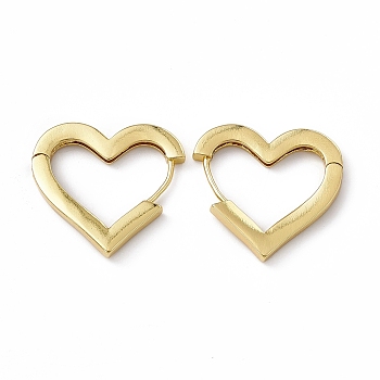 Rack Plating Brass Heart Hoop Earrings for Women, Real 18K Gold Plated, 26x26x3mm, Pin: 0.8mm