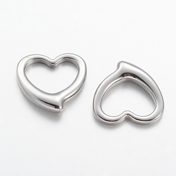 201 Stainless Steel Open Heart Pendants, Hollow, Stainless Steel Color, 24x24x5mm, Hole: 11.5x18mm