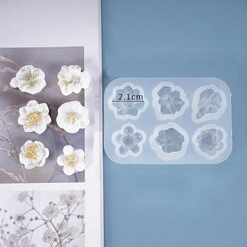 DIY Flower Silicone Molds, for UV Resin & Epoxy Resin Jewelry Making, White, 80x55x10mm