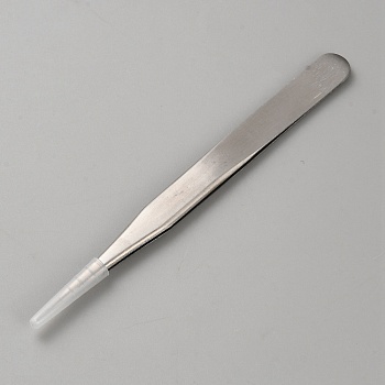 Non-Tarnish 201 Stainless Steel Elbow Tweezers, Stainless Steel Color, 12.3x1.05x0.15~1.7cm