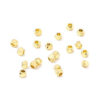 Brass Beads, Long-Lasting Plated, Cube, Real 18K Gold Plated, 2x2x2mm, Hole: 1mm