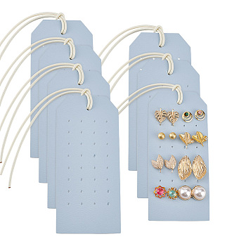 Imitation Leather Stud Earrings Organizer Holder, Portable Jewelry Earring Holder, Rectangle, Light Blue, 235mm