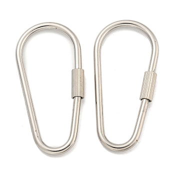 304 Stainless Steel Screw Carabiner Lock Charms, for Necklaces Making, Oval, 56x26.5x3mm
