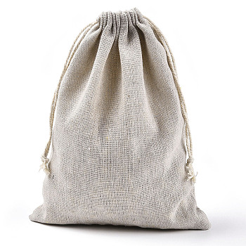 Cotton Packing Pouches Drawstring Bags, Gift Sachet Bags, Muslin Bag Reusable Tea Bag, Wheat, 23x17cm