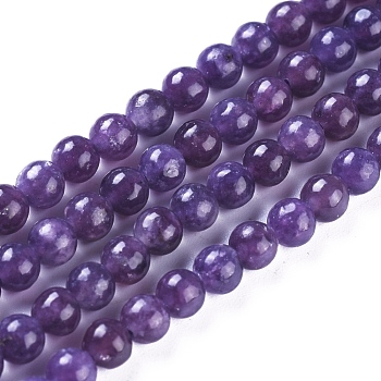 Natural Lepidolite/Purple Mica Stone Beads Strands, Round, 6mm, Hole: 1mm, about 59pcs/strand, 15.12 inch(38.4cm)