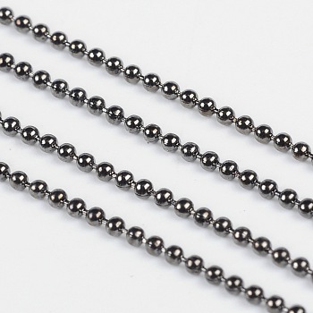 Iron Ball Bead Chains, Soldered, with Spool, Gunmetal, Bead: about 1.5mm in diameter, about 32.8 Feet(10m)/roll
