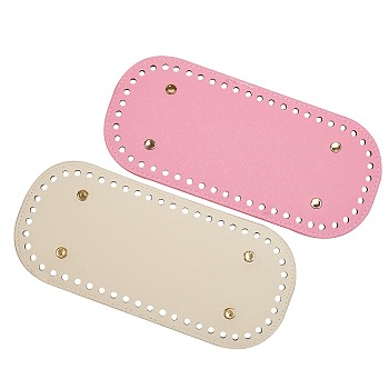 2Pcs 2 Colors PU Leather Knitting Crochet Bags Nail Bottom Shaper Pad, Bag Cushion Base, with Alloy Nail, Bag Bottom Accessories, Rectangle, Mixed Color, 18x8x1.1cm, Hole: 4mm, 1pc/color