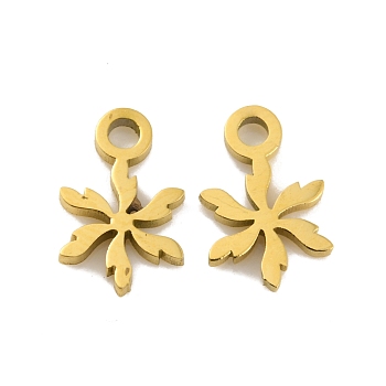 Ion Plating(IP) 304 Stainless Steel Charms, Laser Cut, Flower Charm, Real 18K Gold Plated, 9.5x6x1mm, Hole: 1.4mm