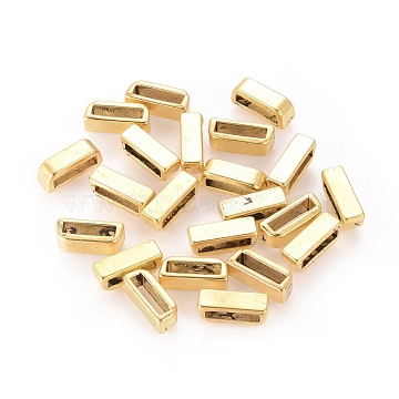 Tibetan Style Slide Charms, Rectangle, Cadmium Free & Nickel Free & Lead Free, Antique Golden, 13.5x5x5mm, Hole: 2.5x10mm(TIBEB-H1665-AG-NR)