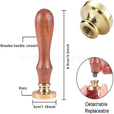 Brass Wax Seal Stamp with Handle(AJEW-WH0184-0059)-2