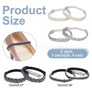 4 Sets 4 Style Glittered Braided Rhinestone Anti-Loose Shoelace for High-heeled Shoes(AJEW-GO0001-06)-2