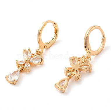 Rack Plating Golden Brass Dangle Leverback Earrings(EJEW-B037-12G)-2