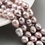 Natural Cultured Freshwater Pearl Beads Strands , Grade 3A, Rice, Rosy Brown, 9~10mm, Hole: 0.6mm, about 19pcs/strand, 6.69~6.89''(17~17.5cm)(PEAR-P062-13F)