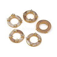 Electroplated Shell Beads, with Golden Plated Edge Brass Findings, Ring and Star, 30x30x5mm, Hole: 0.7mm(X-BSHE-G023-02G)