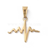 304 Stainless Steel Pendants, for Valentine's Day, Heartbeat, Golden, 20x24x1mm, Hole: 7.5x3mm(STAS-I127-033G)